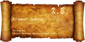 Kremer Barna névjegykártya