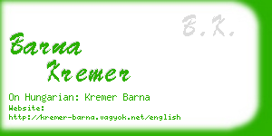 barna kremer business card